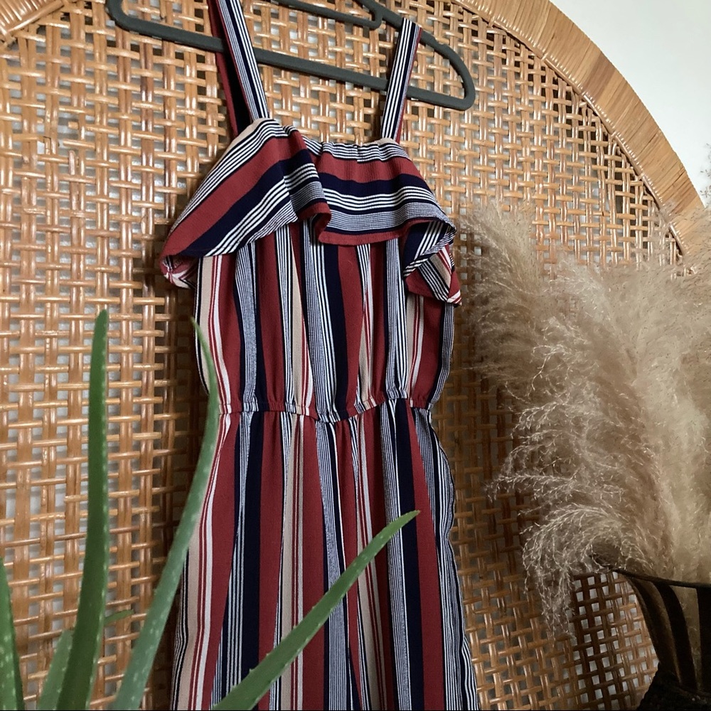 Vertical stripe statement cropped length jumpsuit